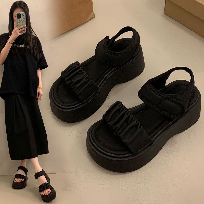 With skirt super fire platform sandals women's summer wear 2025 new high-end French temperament versatile muffin shoes