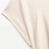 2025 Spring/Summer Women's Silk Satin Pleated Pullover Dress with Round Neck and Short Sleeves