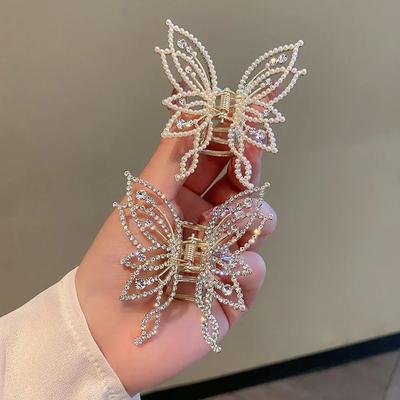 Kryształowy motyl duży spinka do włosów brokatowy motyl spinka do włosów kobiety dziewczęta elegancki kucyk spinka vintage eleganckie damskie nakrycie głowy