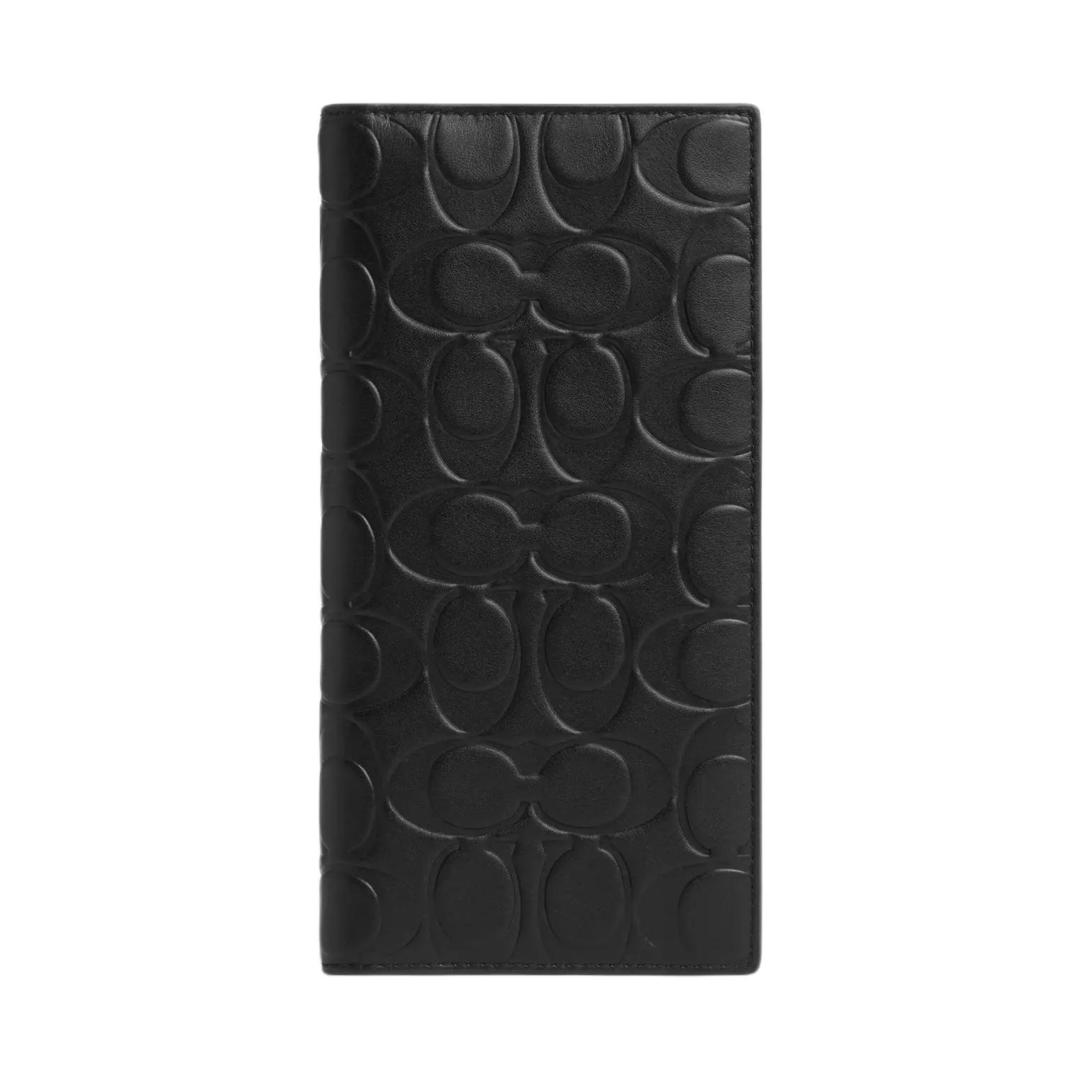 Coach 10 Brand Print Logo Flap Closure Smooth Calfskin Wallet Men wallet Black CW356-BKBK Black