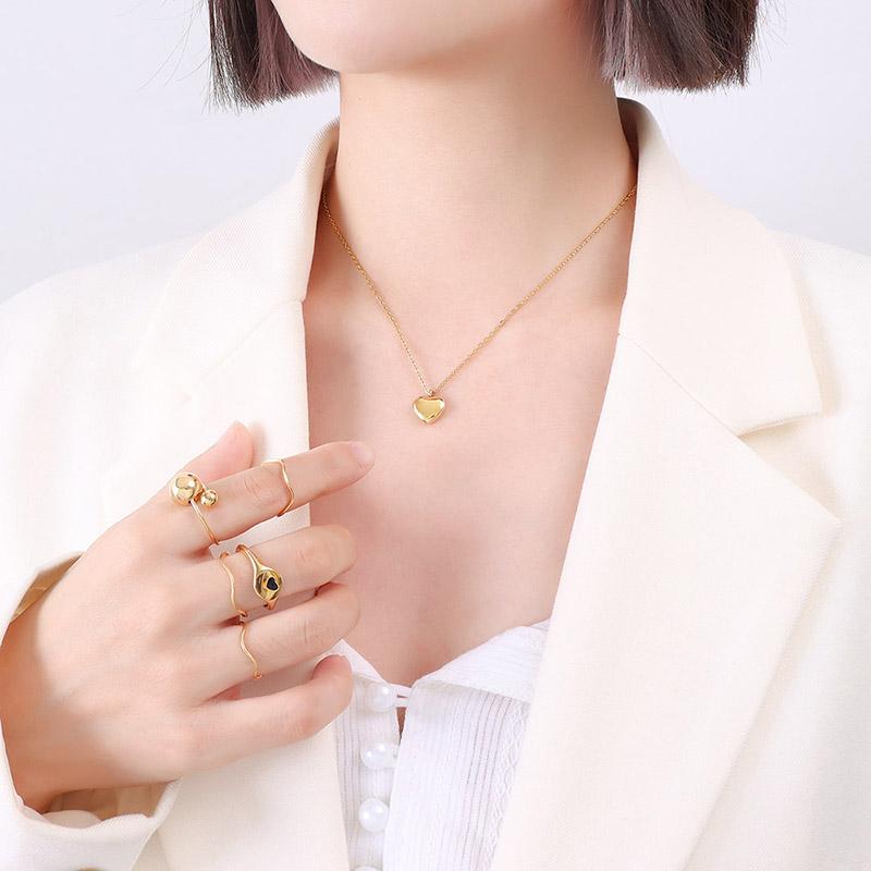 Peach Heart Love Couple Necklace Sweater Chain 18K Real Gold Plated Stainless Steel New Trendy Necklaces
