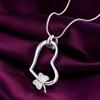 Beliebte Marken 925er Sterlingsilber Hübscher Herz Schmetterling Anhänger Halskette für Damen Mode Hochzeit Party Schmuck Feiertagsgeschenke