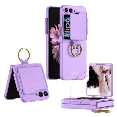 Ring Holder Phone Case With Back Screen Protective Cover Mirror For Samsung Galaxy Z Flip 6 Flip6 5G  Shockproof Hard Shell