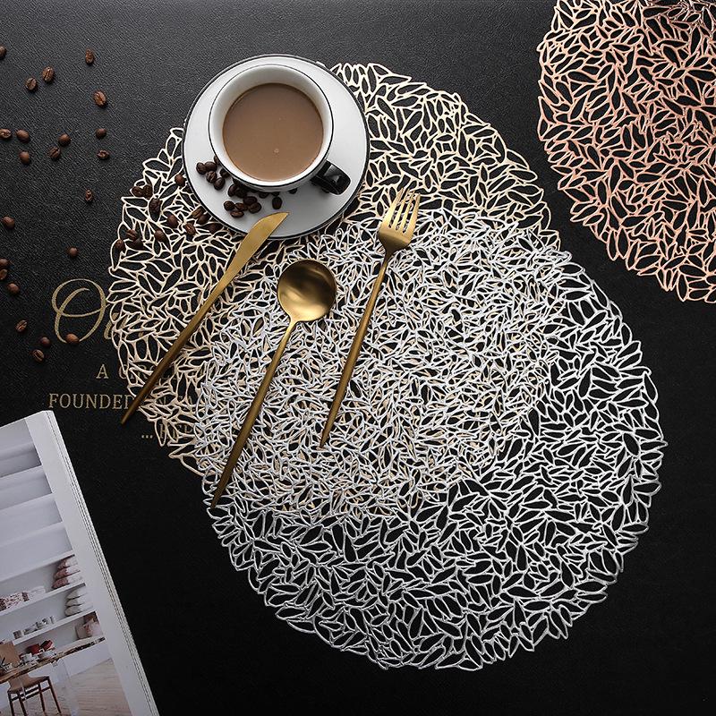 Creative Heat-Insulating PVC Cutout Placemat & Coaster for Restaurant or Room Decoration with Hot Stamping