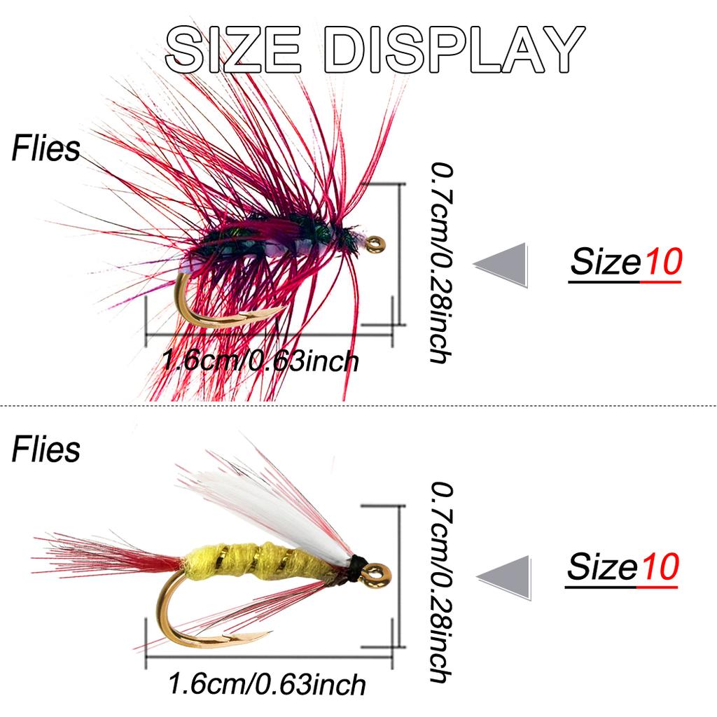 Fliegenfischen Fliegen 18 Stück - 2 Boxen Bundle 2 verschiedene Stile Nassfliegen Köder zum Fangen von Fischen wie Forelle/Barsch etc. in Süßwasser