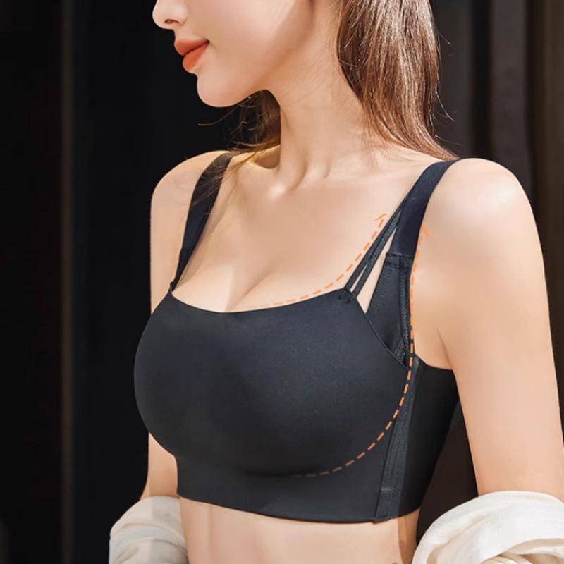 Full cup female beauty back, secondary breasts, upper support, anti-sagging, no steel ring adjustment, thin bra