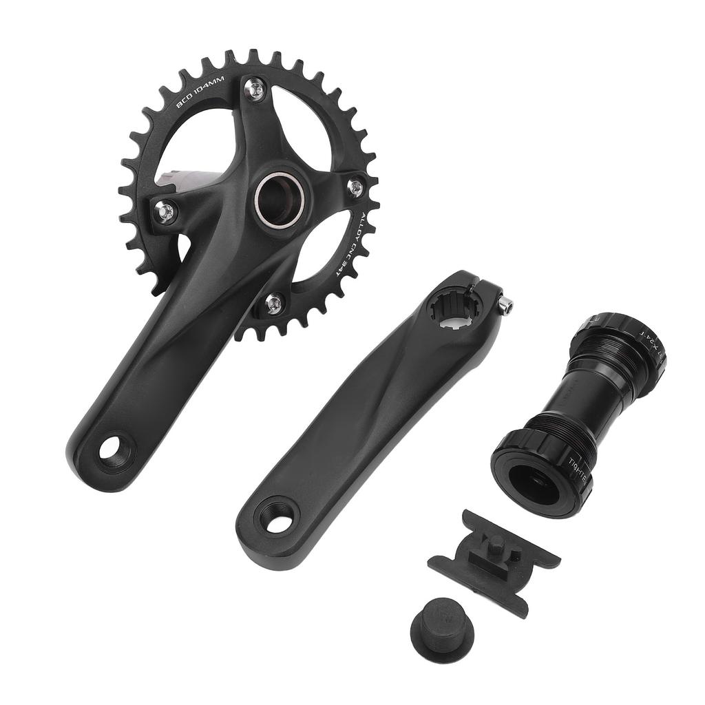 Kids Cycle Crankset with Bottom Bracket Hollow Integrated BCD104mm 34T Aluminum Alloy Cycle Chainrin