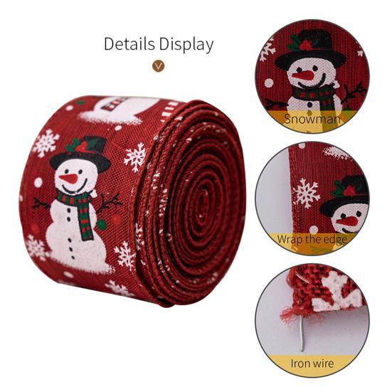 Christmas Snowman Ribbon Rustic Holiday Wired Edge Ribbon for Gift Wrapping DIY Christmas Tree Bows Wreaths Craft Decoration