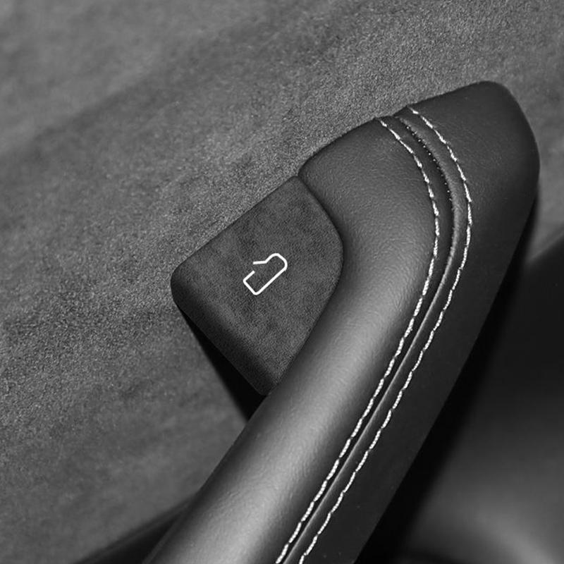 Top Suede For Tesla Model 3 (2024-) Model Y(2025-) Door Switch Button Cover Trim Anti Scratch Car Interior Tuning Accessories