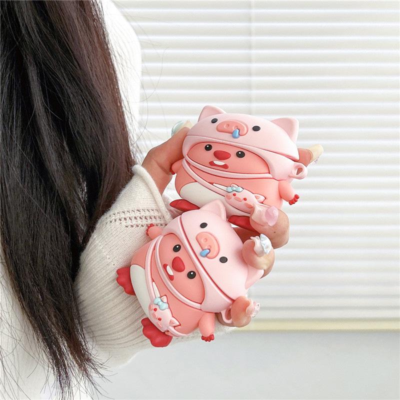 Cute piggy beaver for AirPods 1 generation protective case second generation 1 generation pro1 apple bluetooth headset case female