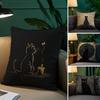 Cartoon Comic Cat Pattern Pillow Case Antidustmite Pillowcase Invisible Zipper Silky Short Plush Sofa Cushion Cover