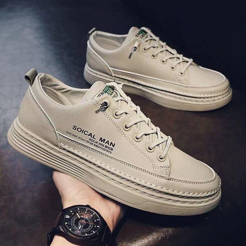 Summer men's shoes new breathable little white shoes men's trend versatile black leather shoes sports casual board shoes men