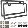 License Plate Frames Carbon Fiber- 2 Pack Black Aluminum Metal Car Tag Holders P