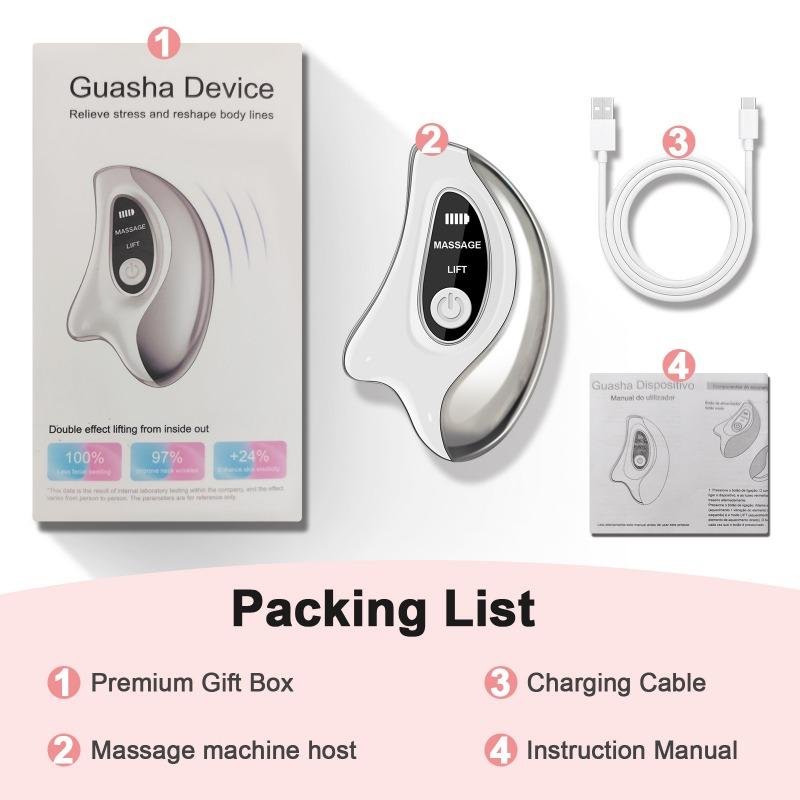 Electric Gua Sha Facial Scraper Board Microcurrent Neck Massager Face Lift Plate Vibration for Facial Lifting And Skin Firming белый