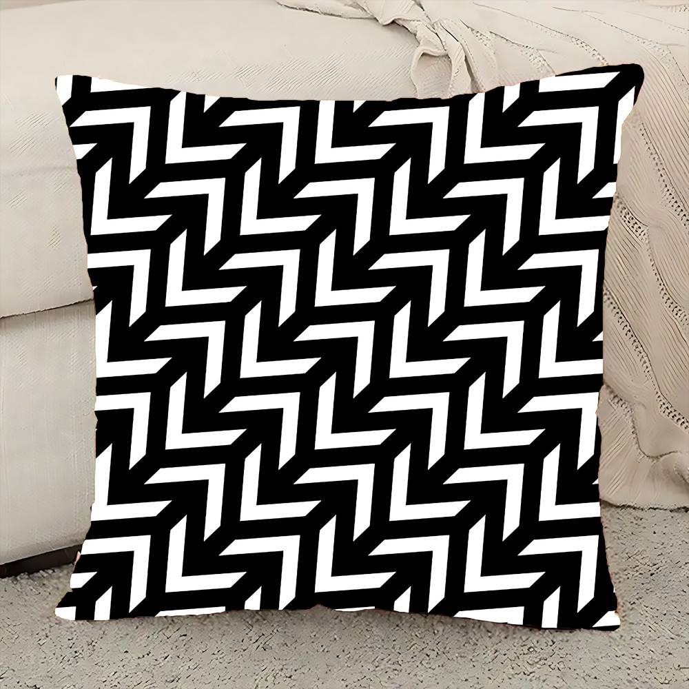 Geometrie Schwarzweiß Kissenbezug Elegant Paar Wohnzimmer Schlafzimmer Dekorativ Rechteck Kissenbezug Sofa Kissenbezug