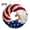 Independence Day Patriotic Eagle Wreath Red White Blue Wooden Bird Indoor Outdoor Front Door Wall Hanging Garland Pendant 4th of July Festival