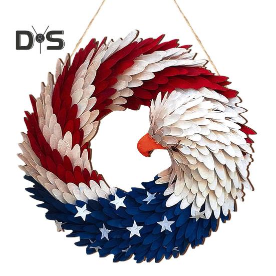 

День независимости патриотический орел венок красный белый синий деревянная птица для дома и улицы входная дверь настенная гирлянда подвеска 4 июля праздник 30cm