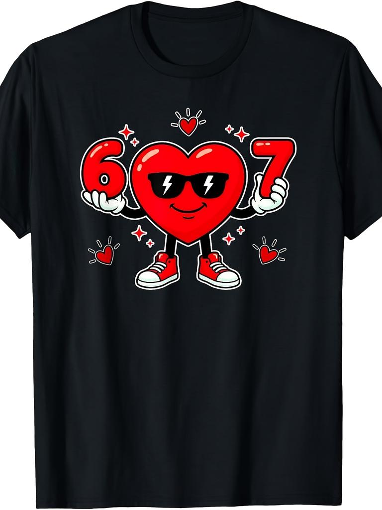 European Sizes 67 Valentine Day Heart Dance Moves Kids T Shirt Unisex Casual Style Crew Neck Slight Stretch Fabric Boys Clothing