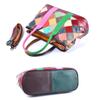 Leather Tote Bag First Layer Cowhide Checkered Splicing Women'S Bag Contrasting Bag Women'S Fashion Handbag Shoulder Messenger Bag