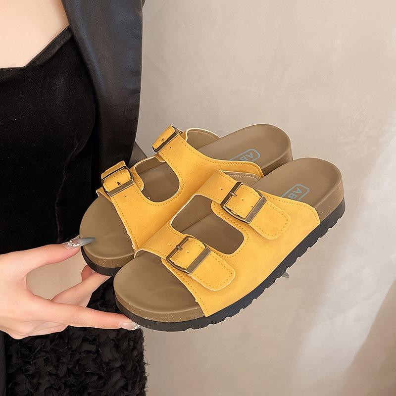 Lässige Retro-Strand-Großhandelsschuhe Schuhe Mädchen Sommer vielseitig Boken weich besohlte Plateau-Slipper Damen tragen neue Modelle