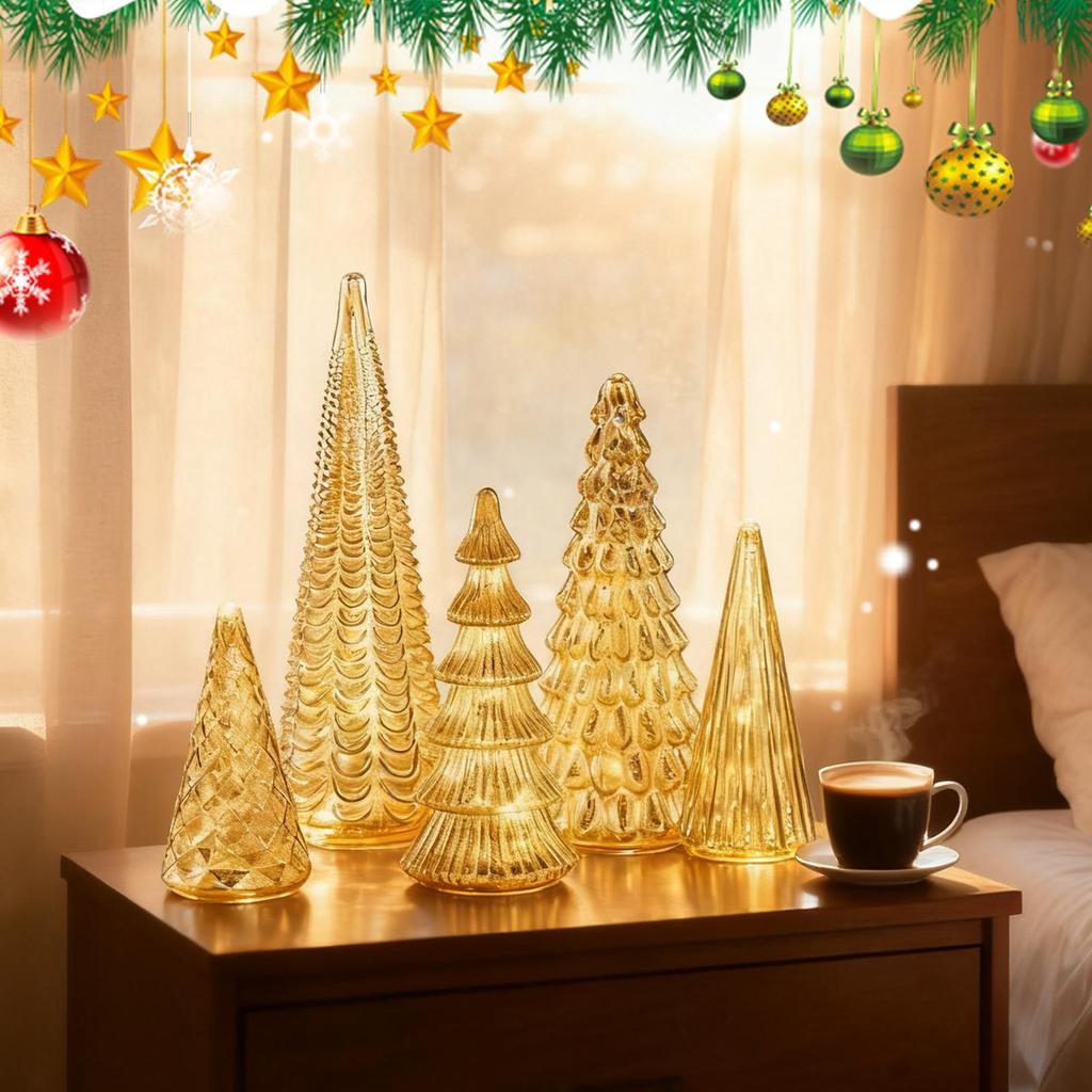 Christmas Ornaments Decorations Lighted Christmas Tree with Lights LED Small Home Decor Artificial with Lights for Desk Table