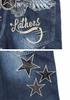 Vanson Flying Star Embroidered PU Leather Distressed Denim Pants & SP-B-15 (Size 30, Indigo)