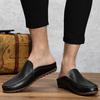 2024 Brand Half Shoes for Men Loafers Leather Driving Boat Shoes Summer Male Slippers Slip-on Men Casual Shoes Flats Moccasin