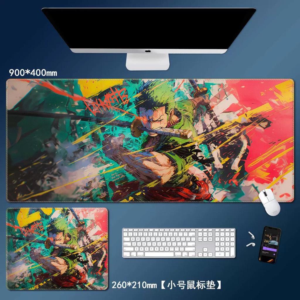 Cartoon ONE PIECE Leather Mouse Pad Large Monkey D. Luffy Roronoa Zoro Keyboard Pad Anime Peripheral Table Pad Non-slip Mouse Pad for Boys and Girls