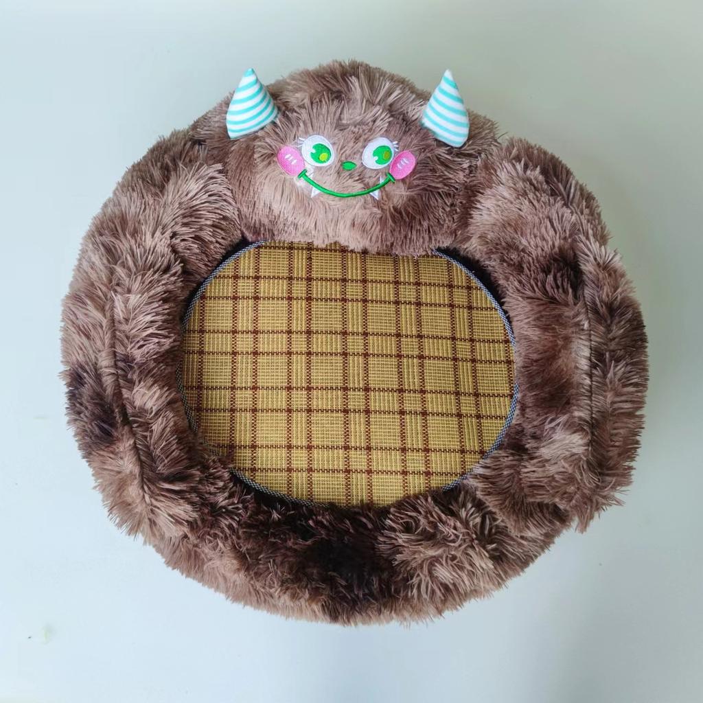 Long-haired Nest Cartoon Monster Pet Nest Mat Dog Nest Cat Nest Universal Washable Creative Personality Cute Plush for All Seasons