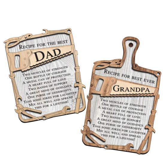 Wooden Recipe Sign Father's Day Gift Recipe for The Best Ever Dad Ornament Hanging Decoration Gift for Dad Grandpa