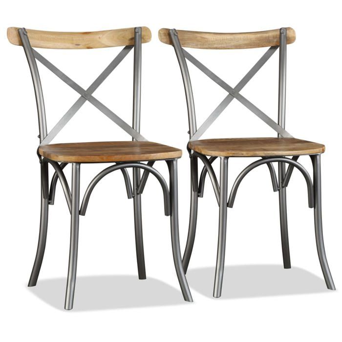Maison Exclusive - Chaises à manger lot de 4 bois de manguier massif et acier