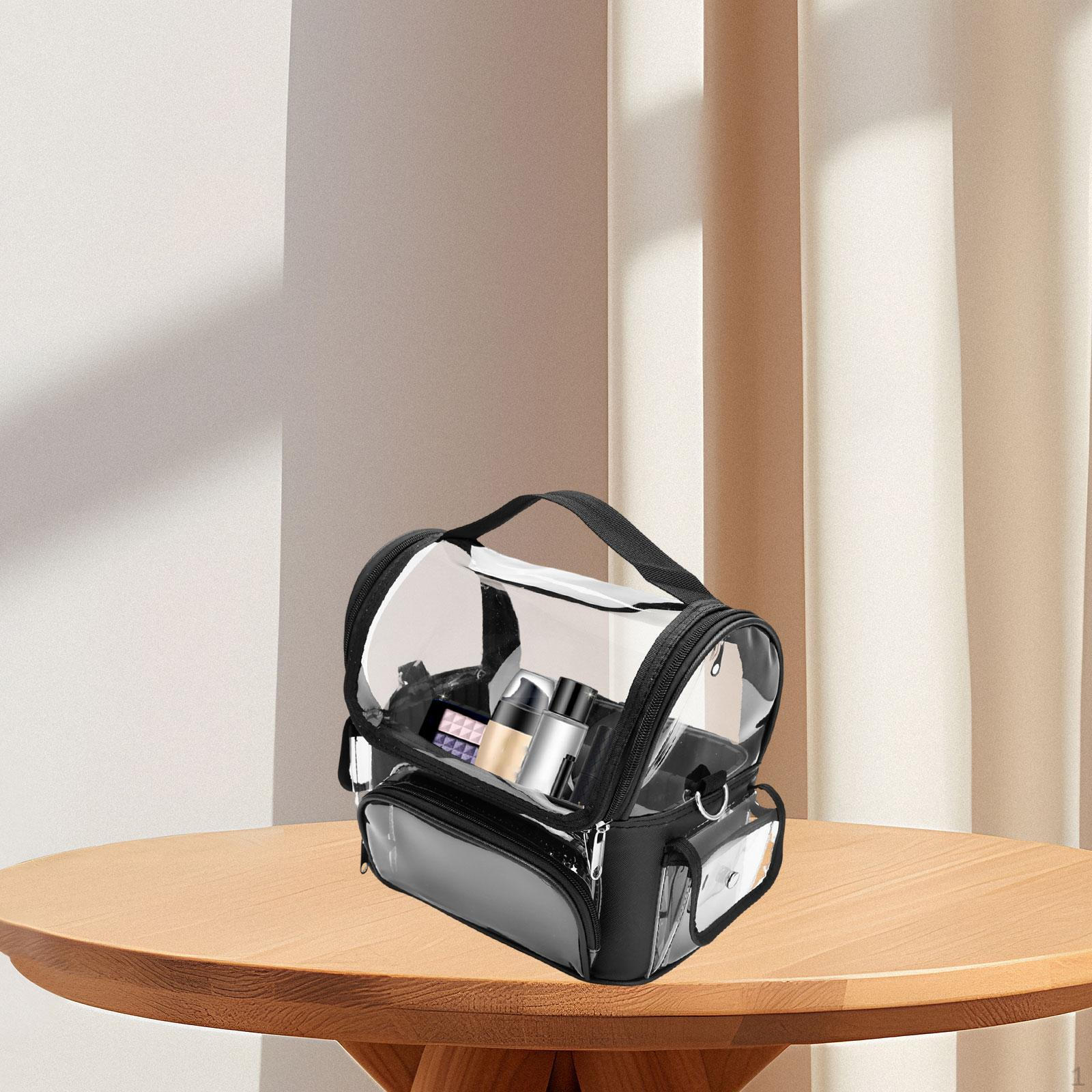 

Прозрачный органайзер для макияжа для путешествий с отделениями для лосьона, салфеток, спонжей Легкий