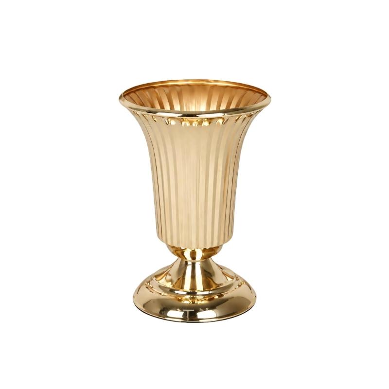 Vases trompettes Support à fleurs Centres de table, Vases urnes avec finition dorée, Corps cannelé et base large pour présentoirs décoratifs d'intérieur