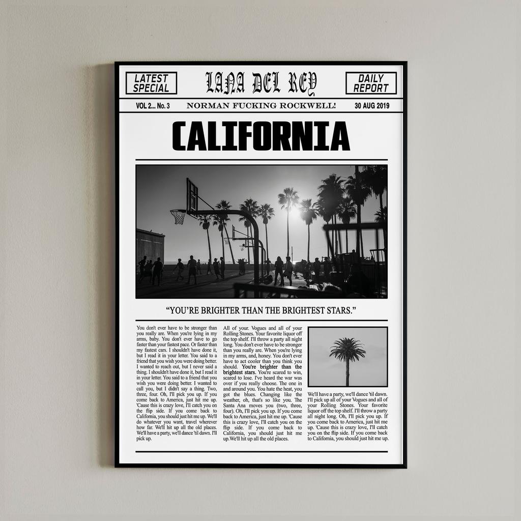 Black and White Lana Del Rey Newspaper Poster Aesthetics Girl Singer Rapper Canvas Painting Print Wall Art Mural Home Room Decor