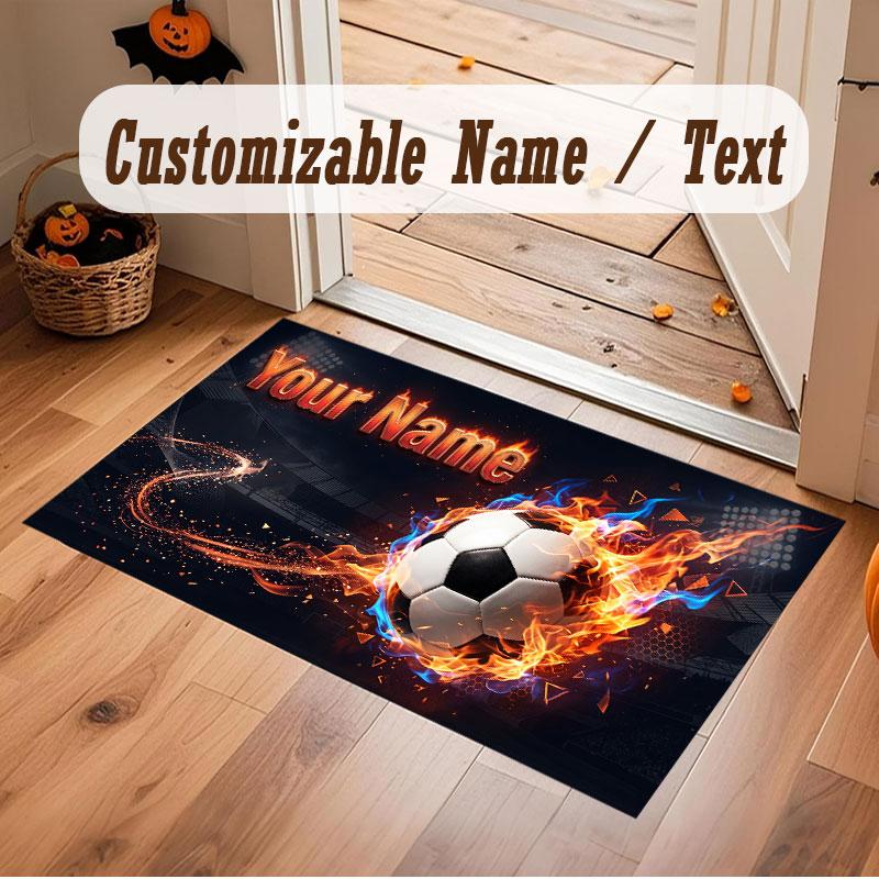 Decorative Artwork Theme Crystal Velvet Floor Rug Personalized Custom Name Text Warm Carpet Home Decoration