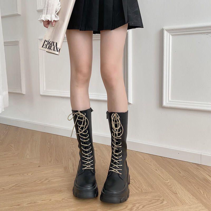 Fashion Round Toe Platform Biker Ladies Mid Calf Shoes On Offer Comfortable and Elegant Hot Gothic Y2k 2025 New Women's Half High Boots