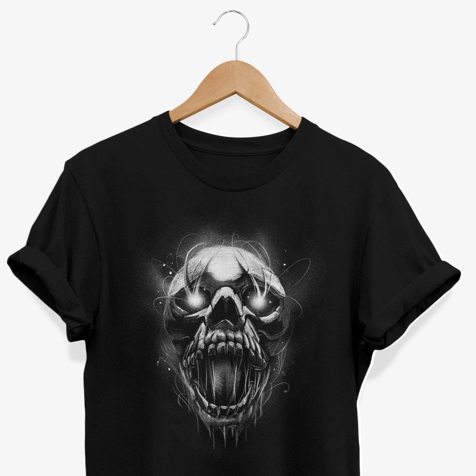 Creepy Screaming Skull T-Shirt: Gothic Horror Graphic Tee 4XL