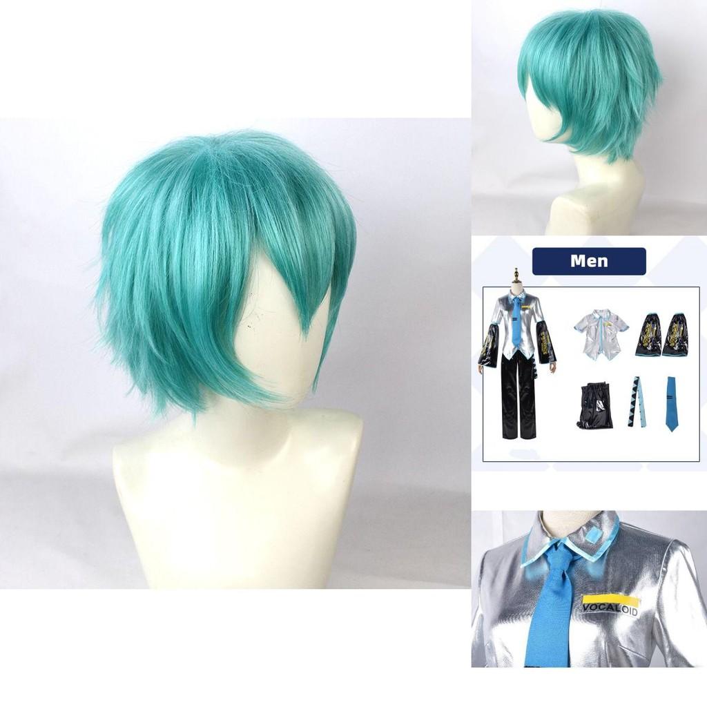Hatsune Miku Vocaloid Clássico Pu Cosplay Camisa Masculina Gravata Calças Peruca Conjunto Para Festas Natal