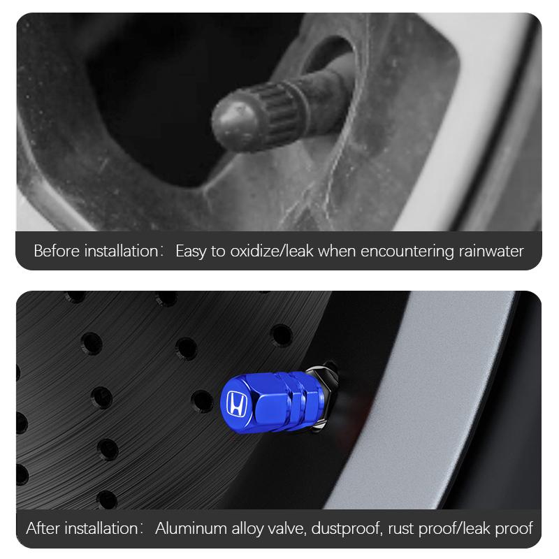 4Pcs Aluminum Alloy Car Tire Valve Cap Auto Accessories For Honda Civic Fit Jazz Accord Pilot CRV Odyssey Passport City Shuttle
