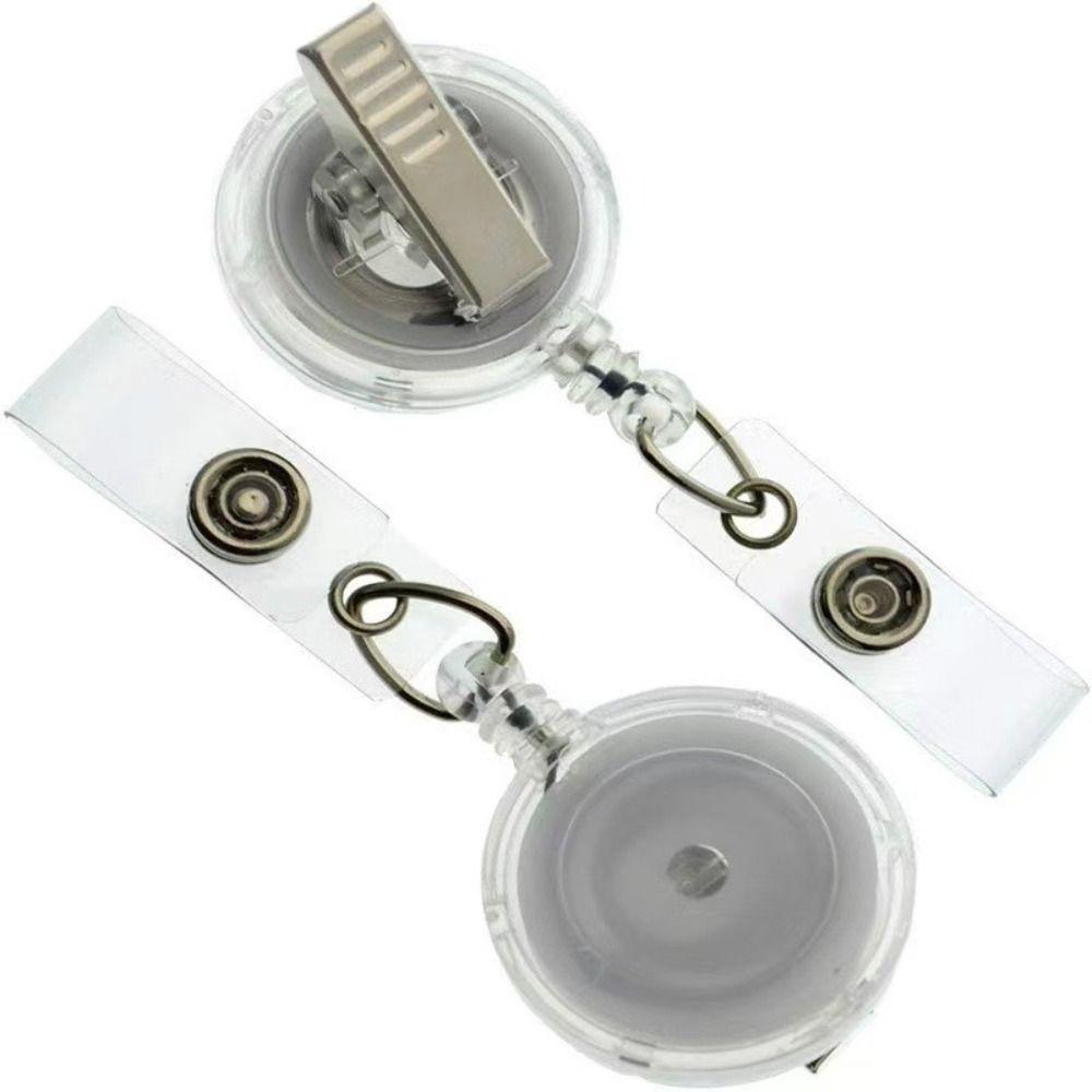 Clear Transparent Retractable Badge Reel Plastic Material Name Tag Clip Badge Holder  Student Use
