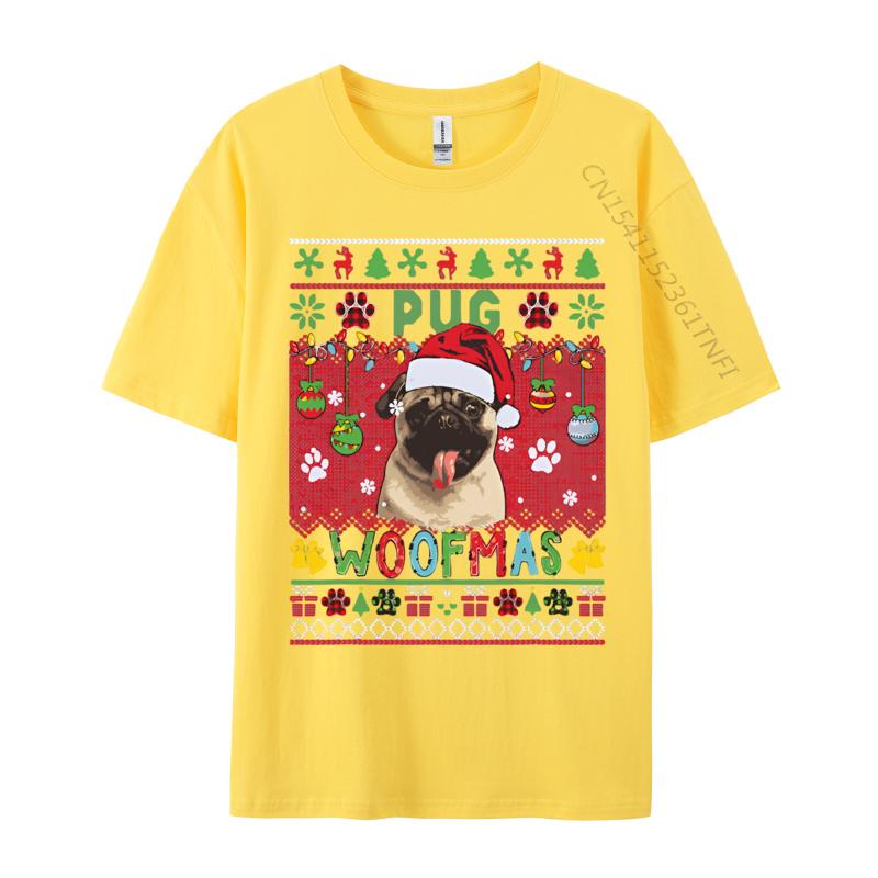 Pug Christmas Woof Santa Pug Matching Tshirt Graphic T Shirts 100 Cotton Breathable Tshirt Free Shippping Clothes