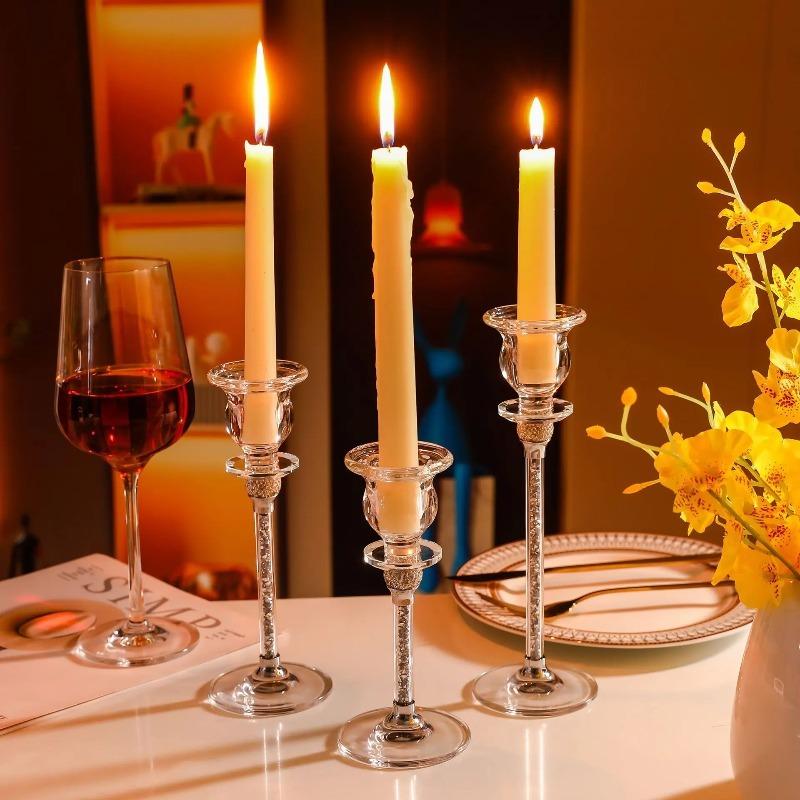 Creative Diamond Shaped Glass Candlestick Dining Table Romantic Decoration Wedding Candlestick Home Decoration Exquisite Gift