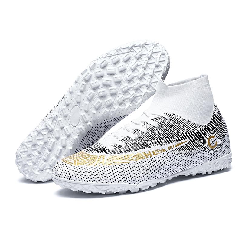 Football shoes large size high top men's children's broken nail shoes leather surface long nail glue large size youth sports shoes