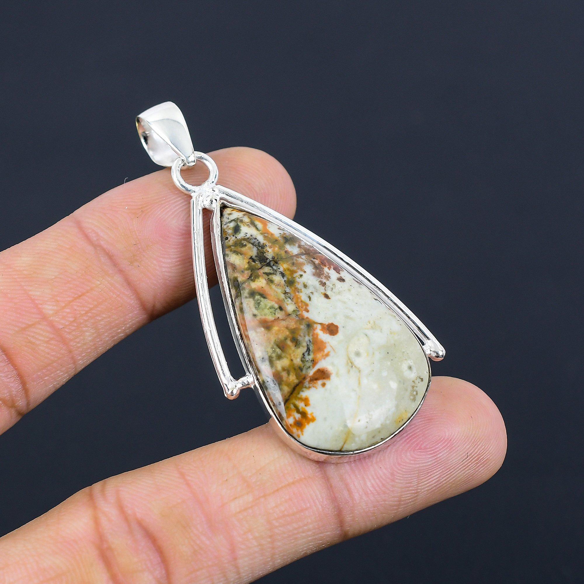 

Friendship Day Sale Sterling Silver Polychrome Jasper Stone Anniversary Pendant