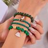 Christmas Day Color Acrylic Diamond Snowflake Bell Elastic Beaded Bracelet Christmas Set