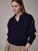 Saengleogsyu Cable Collar Knit Navy