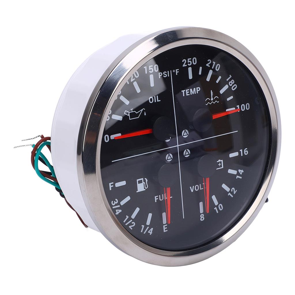 110mm 4 3 8in 4 in 1 Multifunction Gauge DC 12V 0 150PSI Oil Pressure Fuel Level 100 250 Fahrenheit  Water Temp 8 16V