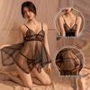 European & American Plus Size Lace Mesh Lingerie Set with Suspenders