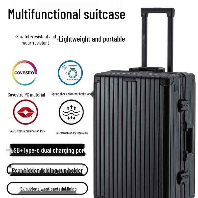DK Multi-functional PC Aluminum Frame Spinner Suitcase