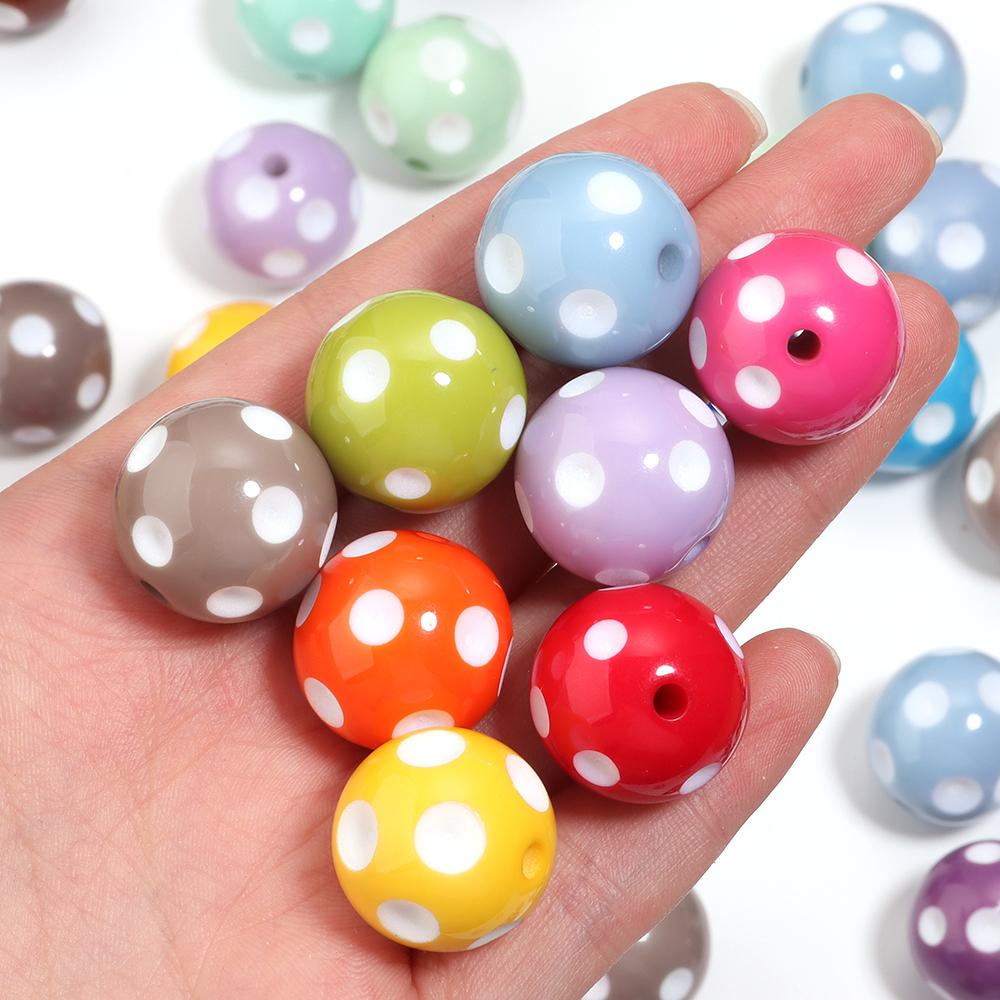 5pcs/lot Resin Hole Drilling Bead Color Round Loose Spacer Beads for DIY Jewelry Making Phone Chain Necklace Beaded Accessories